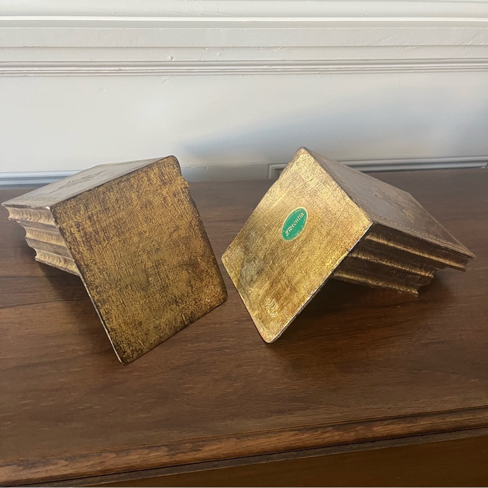 Pair of Gold Gilt Wooden Florentine Bookends, Made in Italy - Picture 8 of 14